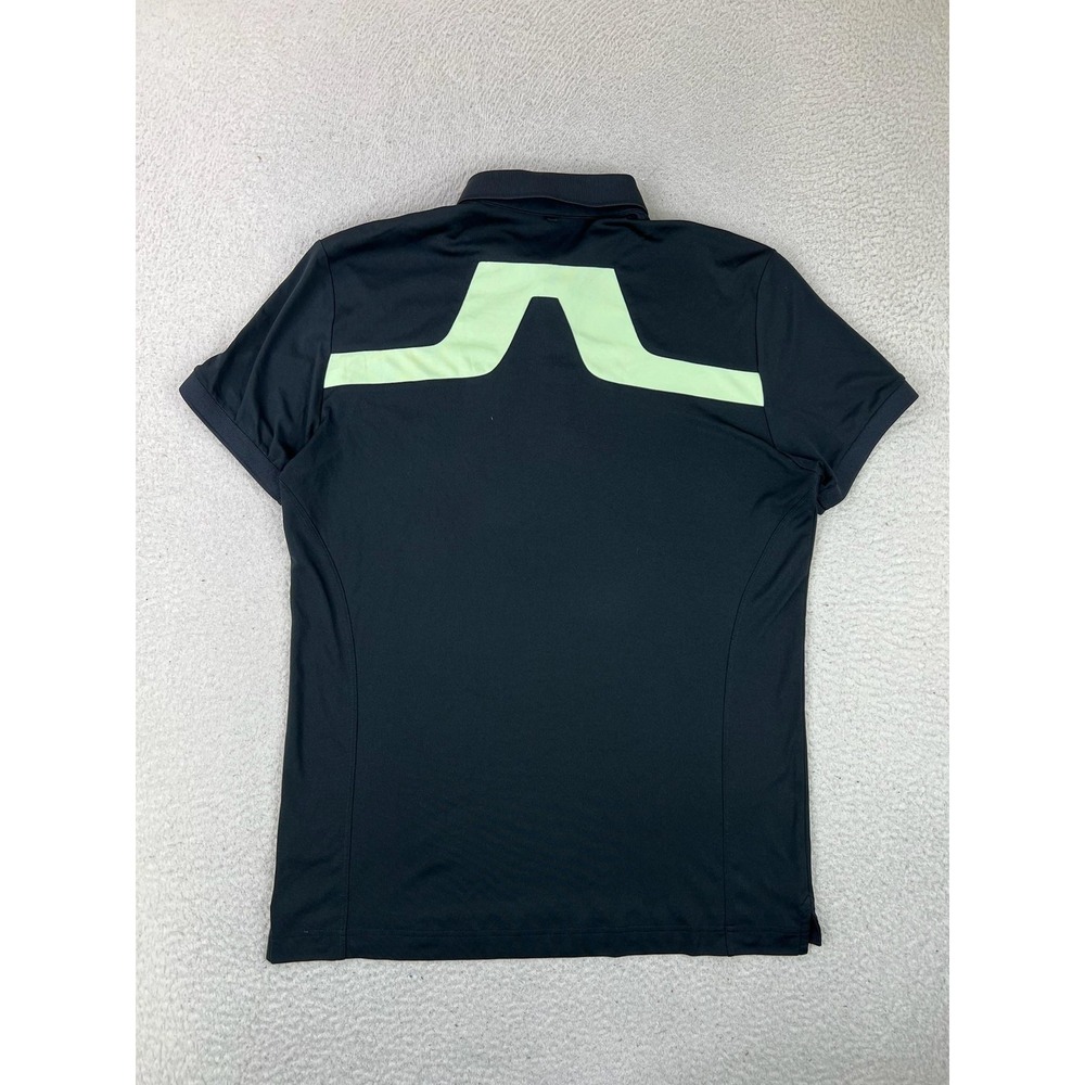 J.Lindeberg Polo Shirt Mens Large Black KV Regular Fit Golf Performance JL Logo